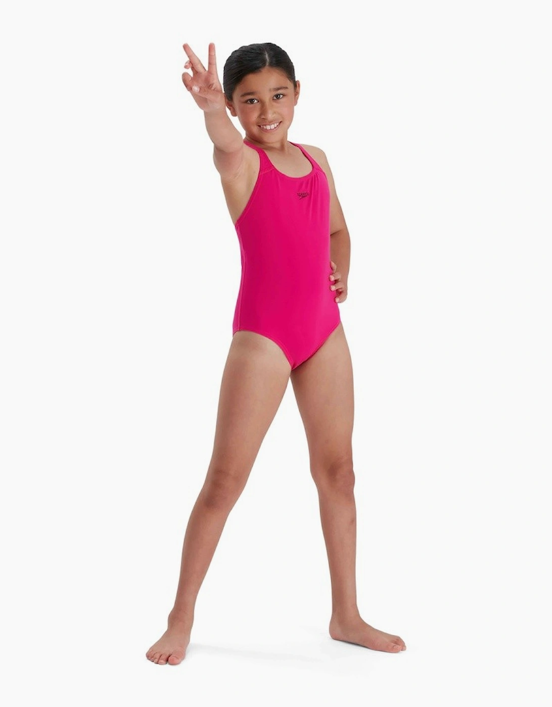 Girl's Speedo Girls Medalist Eco Endurance+ One Piece Swimsuit - Pink - Size: 7 years/8 years