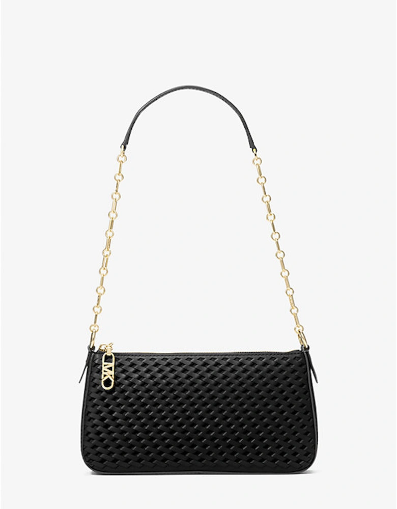 Empire Medium Woven Leather Chain-Link Pochette