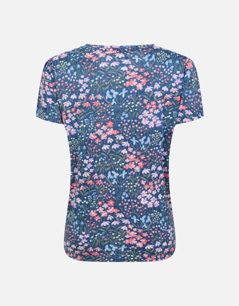 Womens/Ladies Devon Floral Keyhole T-Shirt