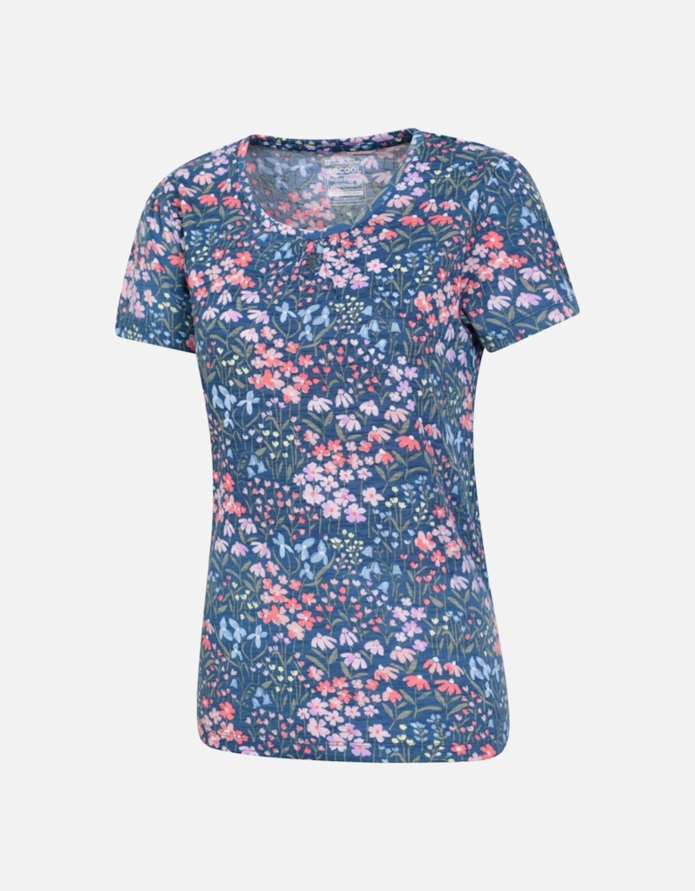 Womens/Ladies Devon Floral Keyhole T-Shirt