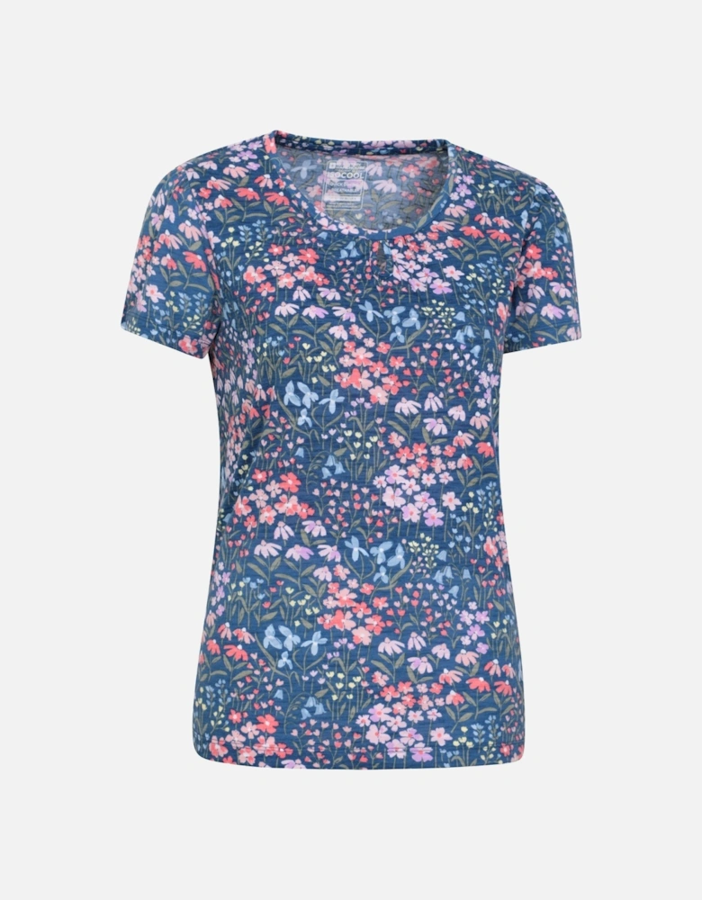 Womens/Ladies Devon Floral Keyhole T-Shirt