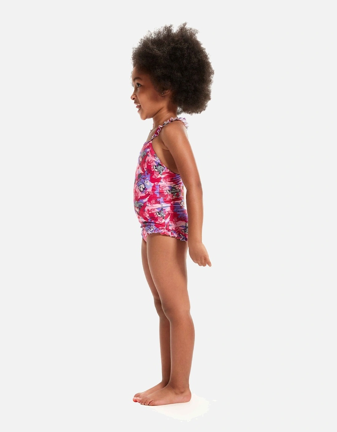 Baby Girls Learn To Swim Printed Thin Strap Frill One Piece Swimsuit