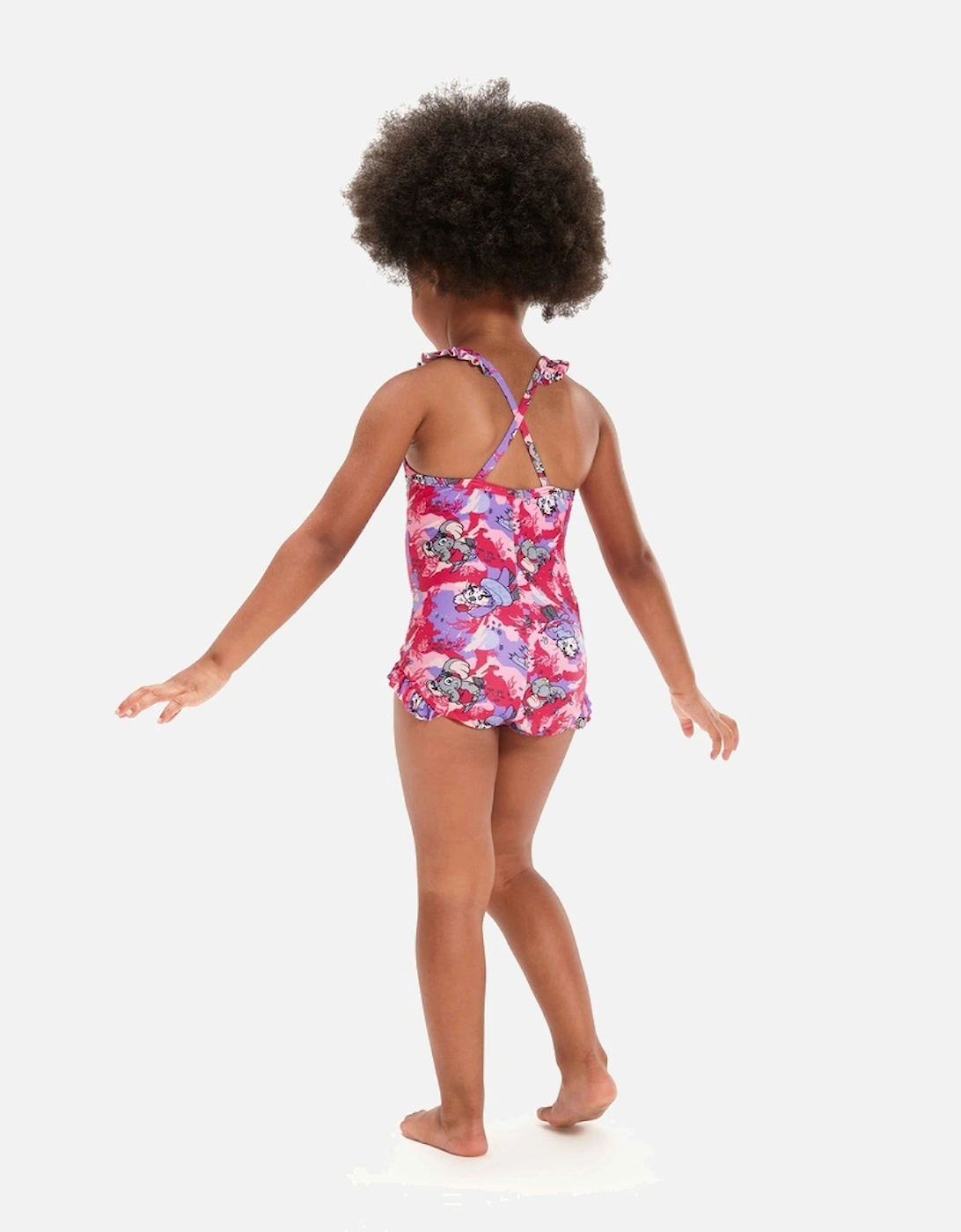 Baby Girls Learn To Swim Printed Thin Strap Frill One Piece Swimsuit