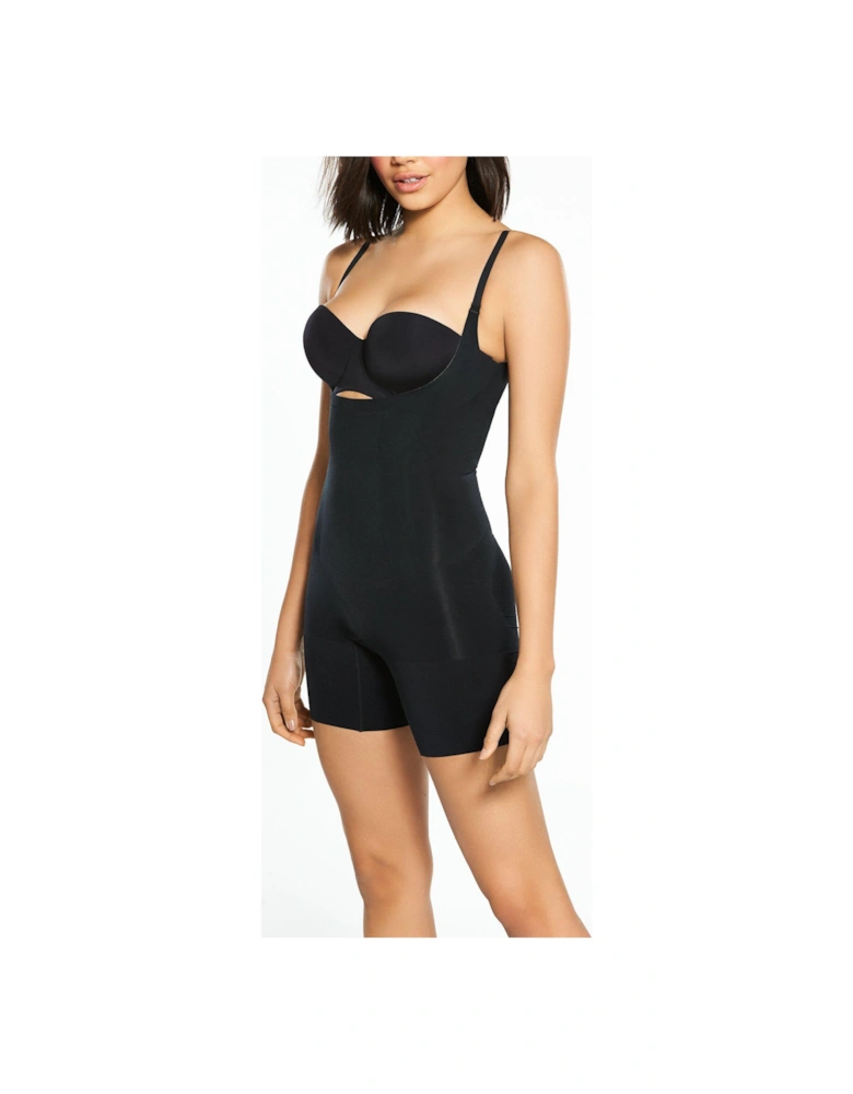 Oncore Open Bust Mid Thigh Bodysuit - Black