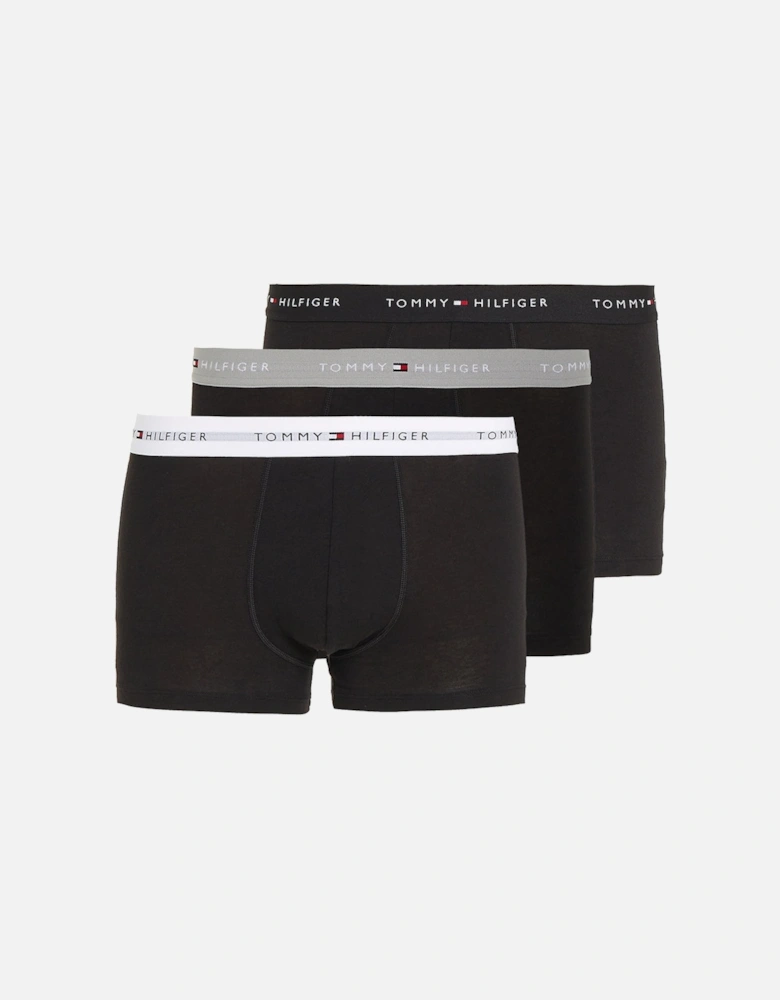 3-Pack Signature Essential Logo Boxer Trunks, Black/Grey/White