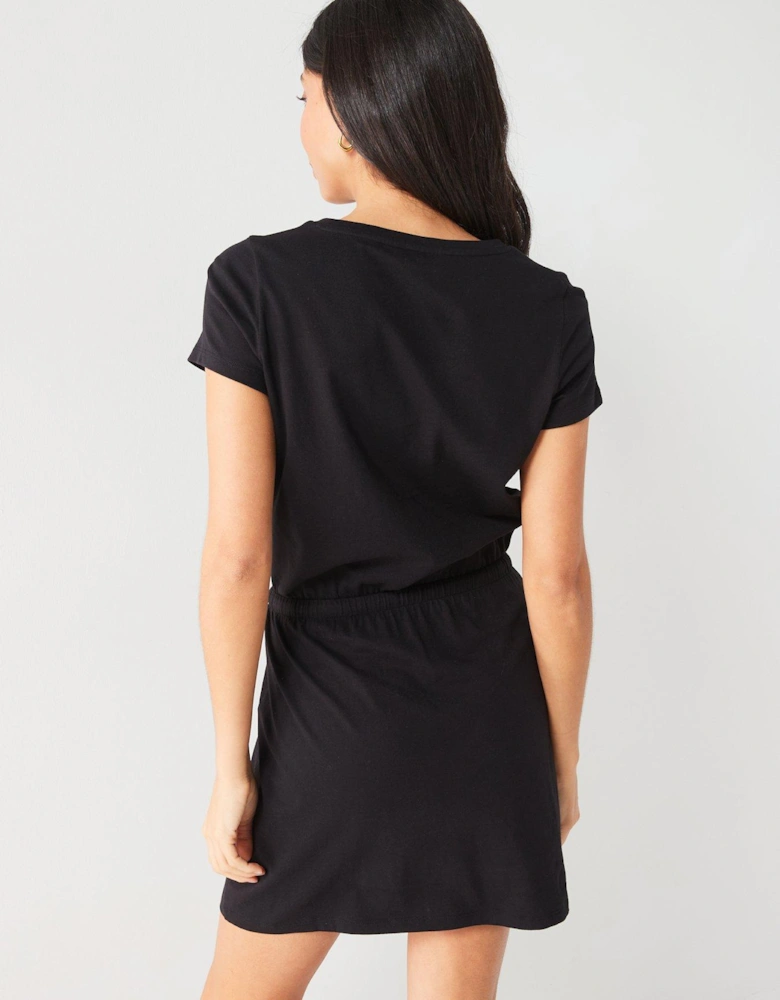 Channel Waist Mini Dress - Black 