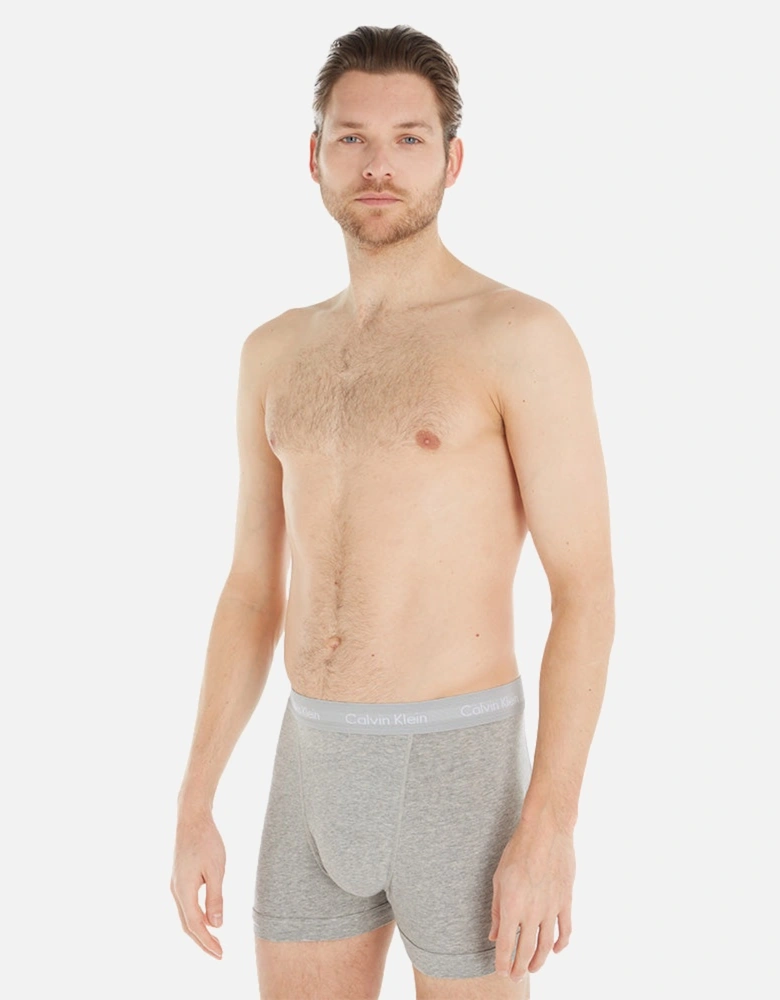 3-Pack Cotton Stretch Boxer Trunks, Grey Heather