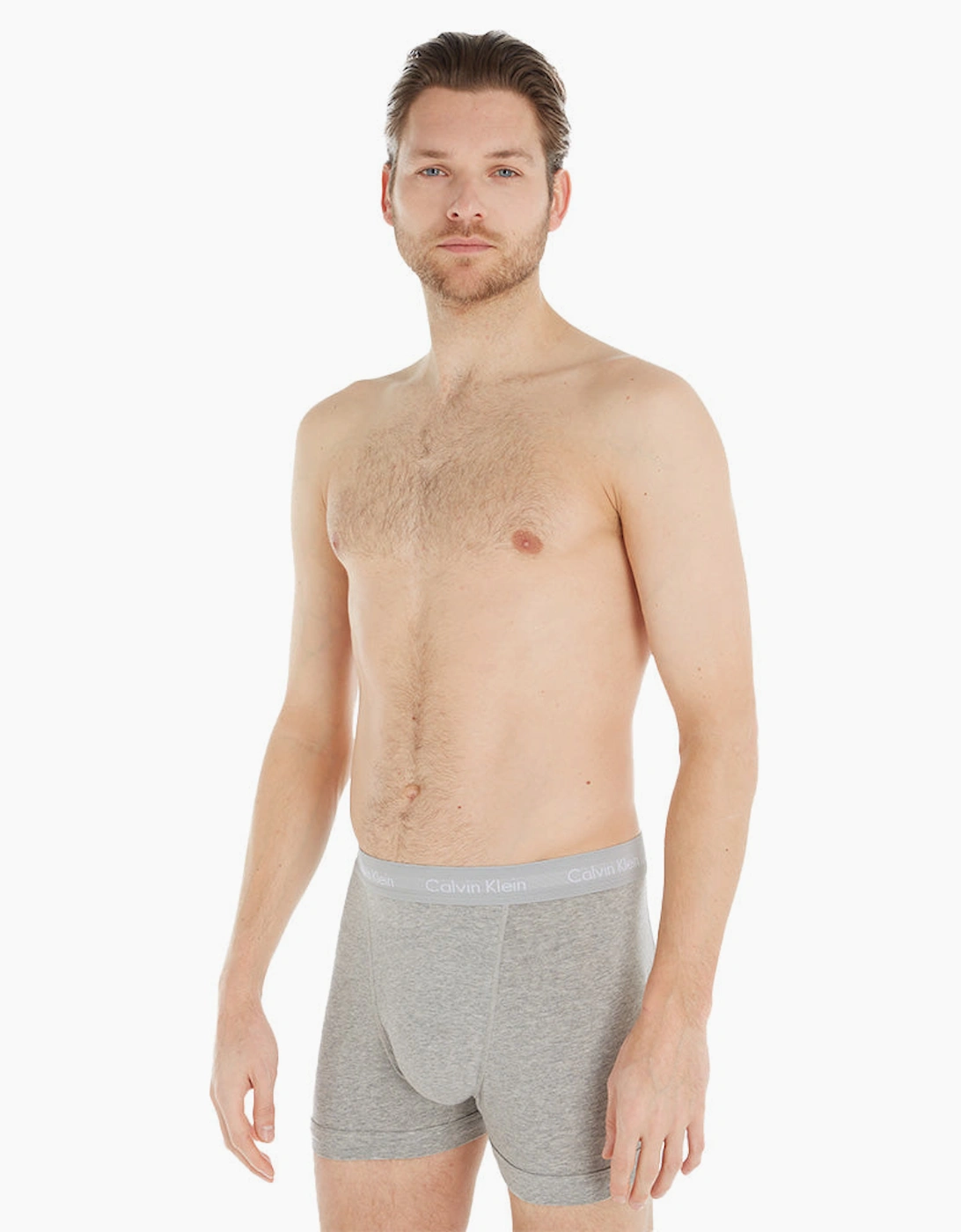 Calvin Klein Men's Grey 3-Pack Cotton Stretch Boxer Trunks, Heather - : 32/33/32 Medium