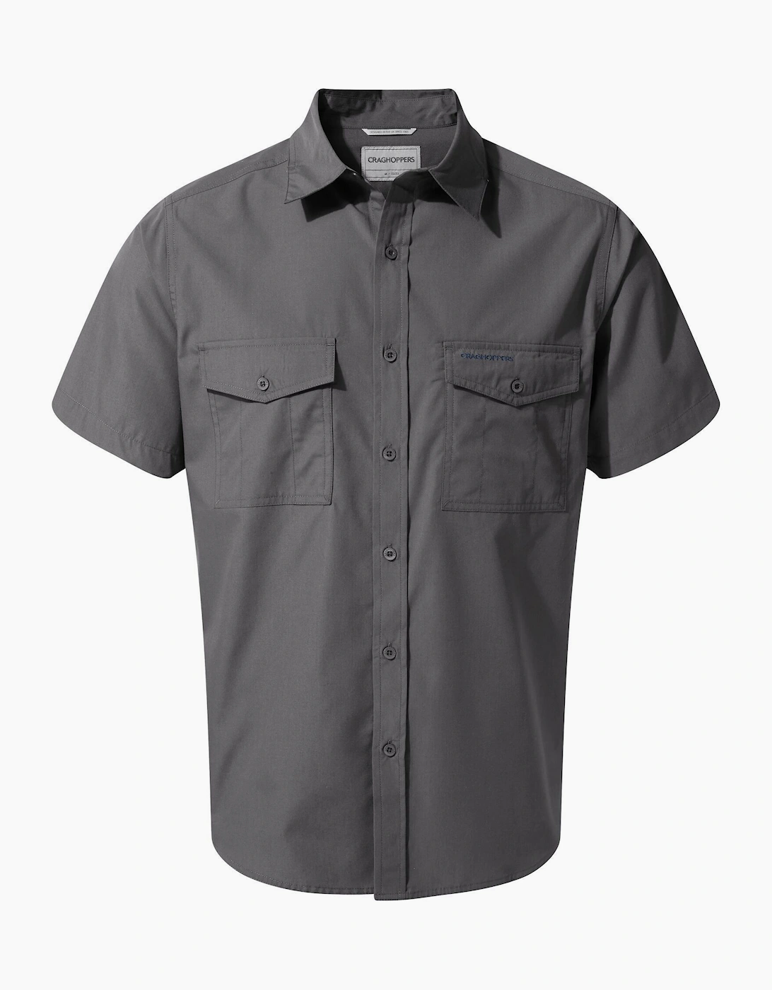 Craghoppers Men's Blue/Grey Kiwi Short-Sleeved Shirt - Size: 38/Regular