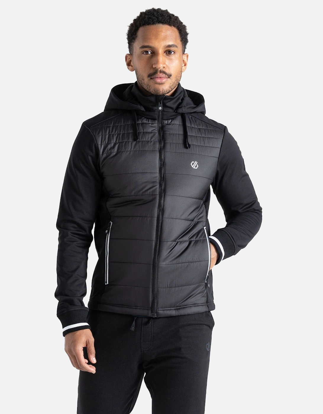 Mens Hooded Padded Full Zip Hybrid Jacket