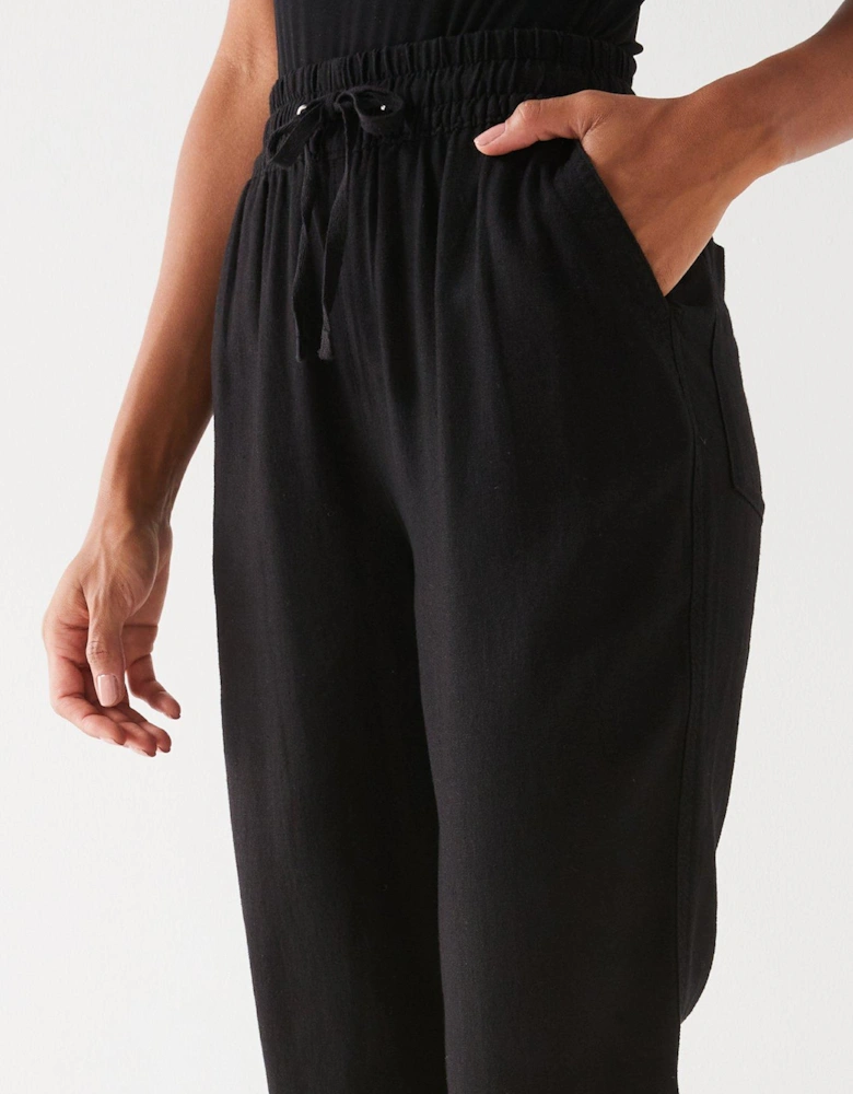 Linen Blend Trousers - Black