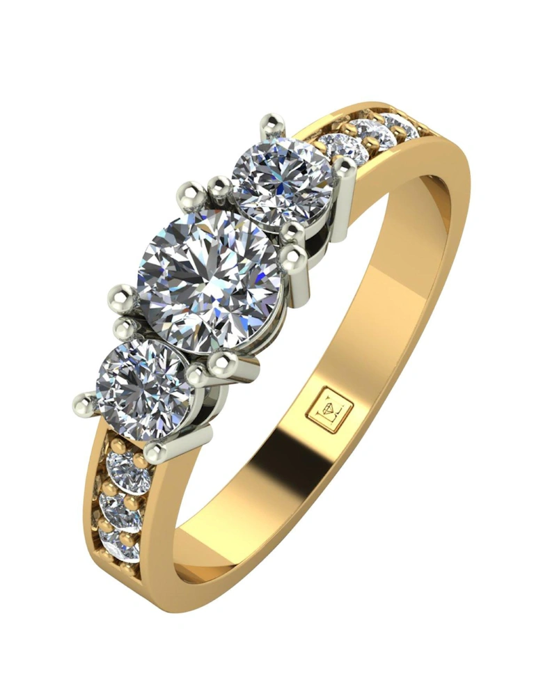 Lady Lynsey 9ct Gold 1ct total Round Brilliant Trilogy Ring With Stone Set Shoulders