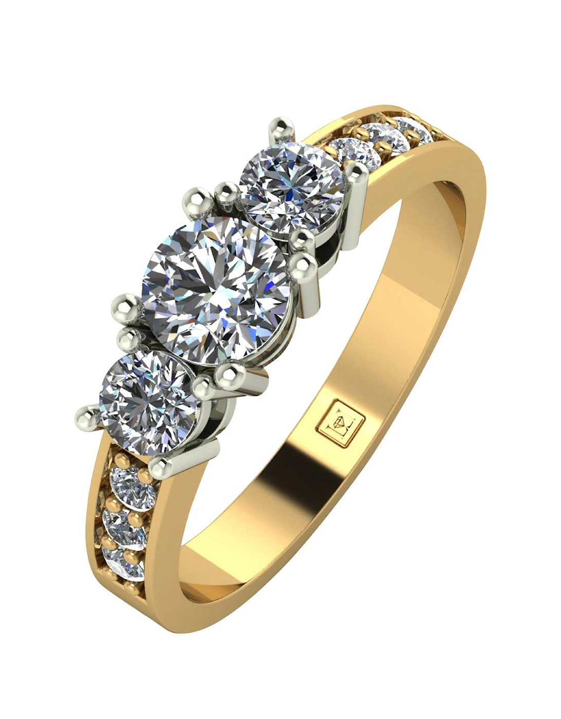 Lady Lynsey 9ct Gold 1ct total Round Brilliant Trilogy Ring With Stone Set Shoulders, 2 of 1
