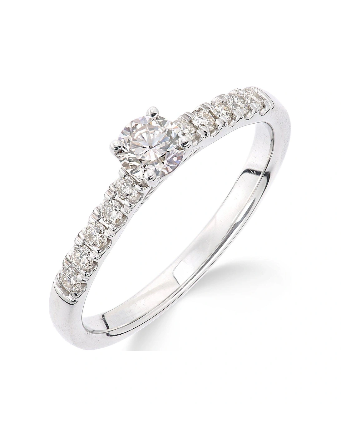 9ct White Gold 50 Point Total Diamond Solitaire Ring with Diamond Micro Set Shoulders, 3 of 2