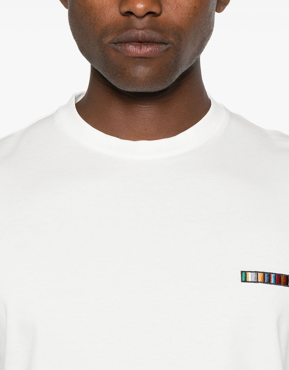 Multi Stripe Embroidery T-shirt White