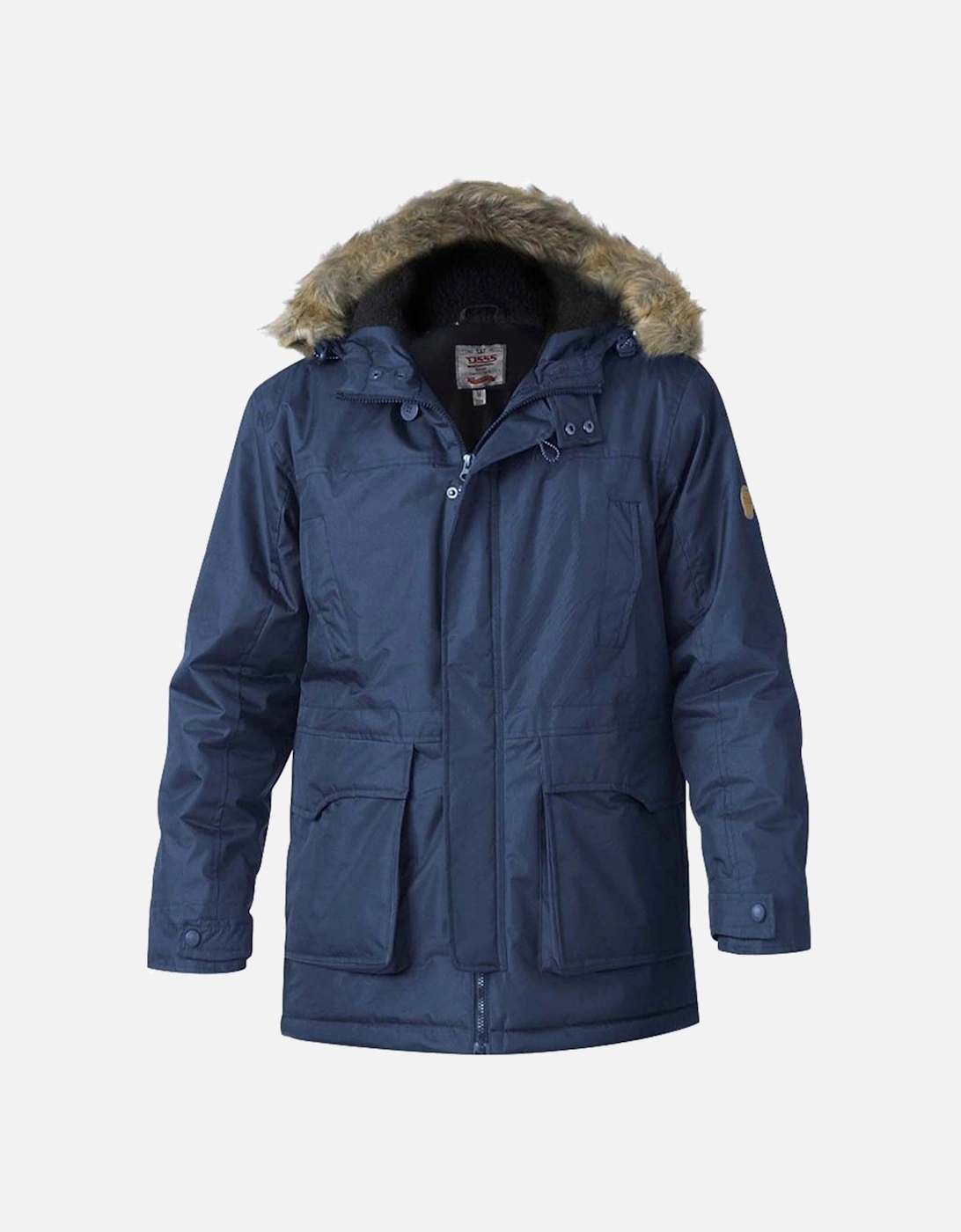 Duke Men's D555 Mens Lovett Kingsize Faux Fur Trim Parka - Navy - Size: 56/Regular