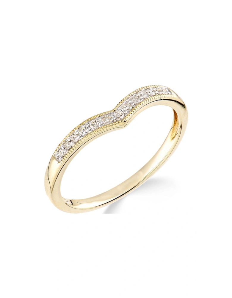 9ct Yellow Gold Diamond Set Wish Bone Ring