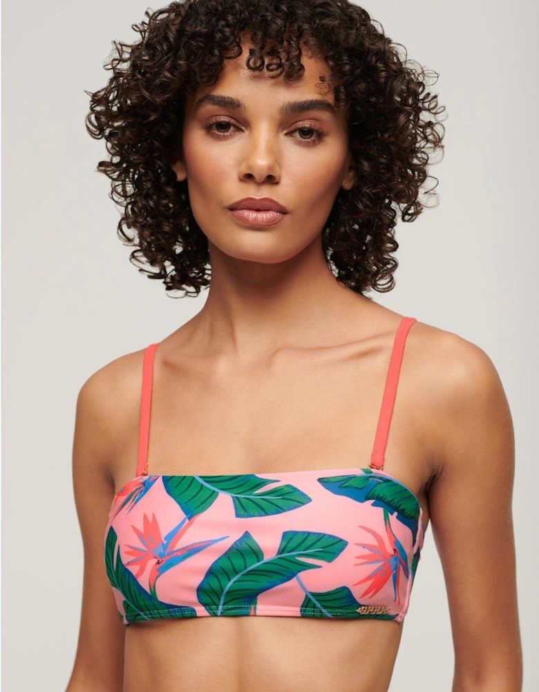 Tropical Bandeau Bikini Top - Pink