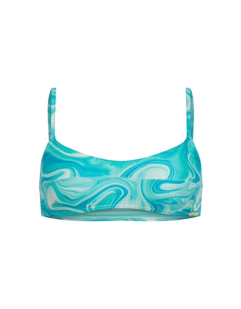 Print Bralette Bikini Top - Blue