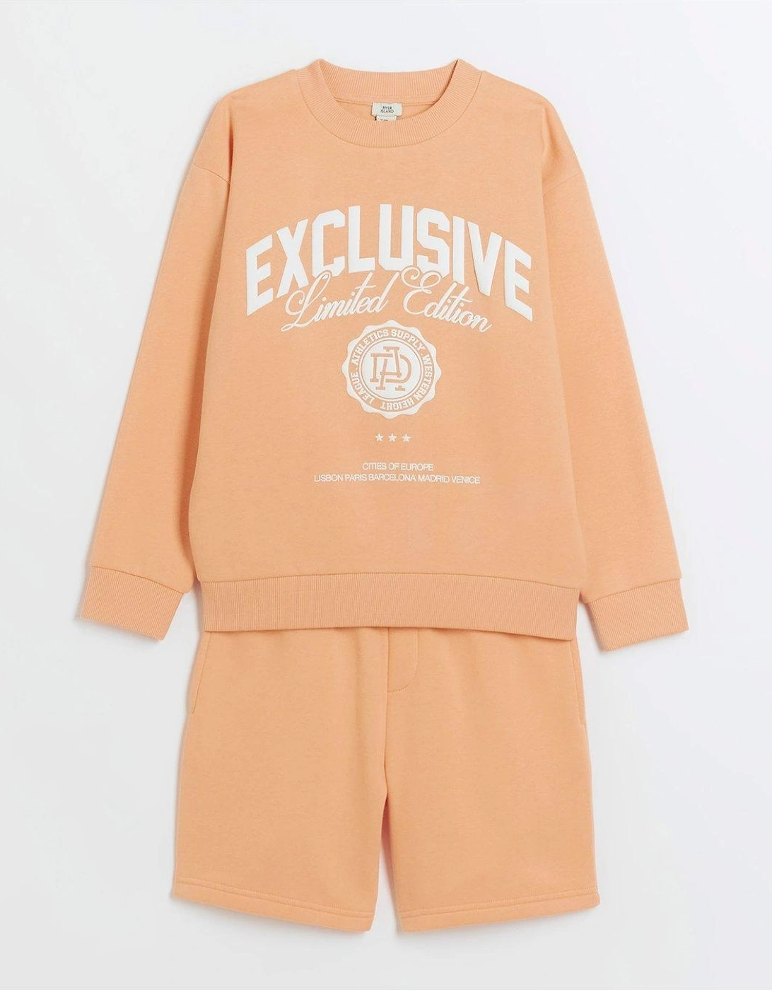 Boys Graphic Sweatshirt and Shorts Set - Orange
