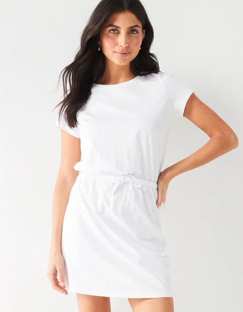 Channel Waist Mini Dress - White