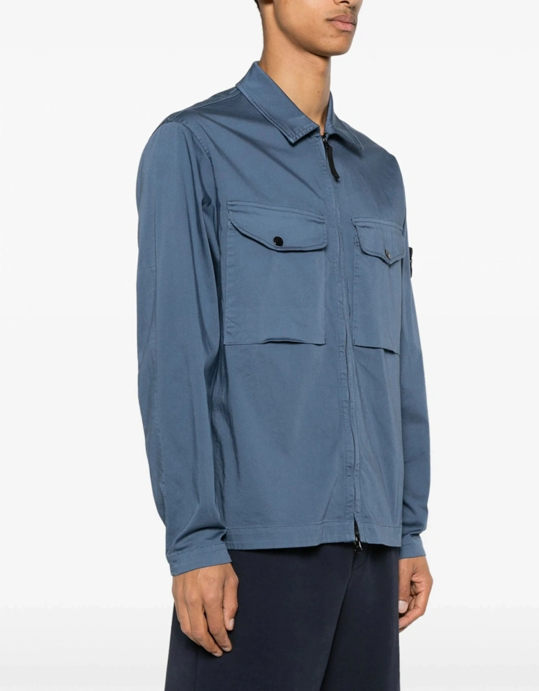 10812 Patch Pocket Cotton Overshirt Blue