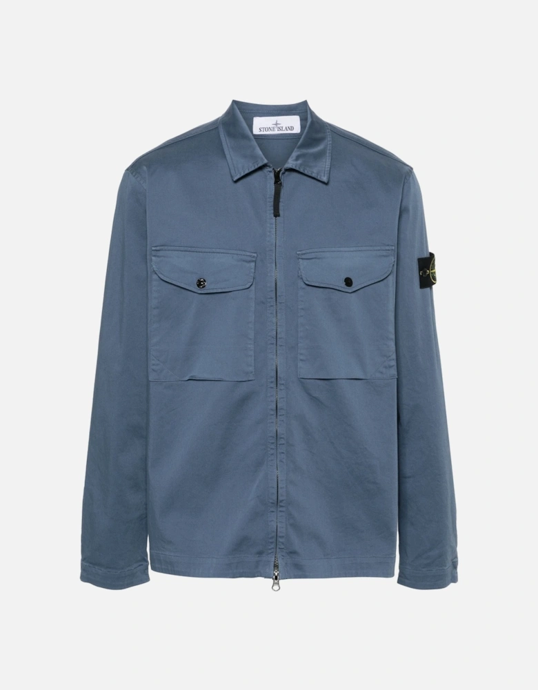 10812 Patch Pocket Cotton Overshirt Blue