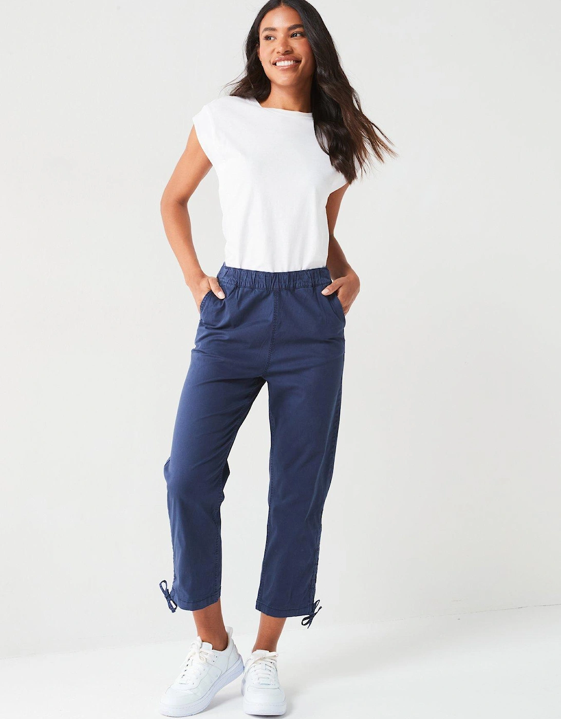 Poplin Crop Drawtape Hem - Navy