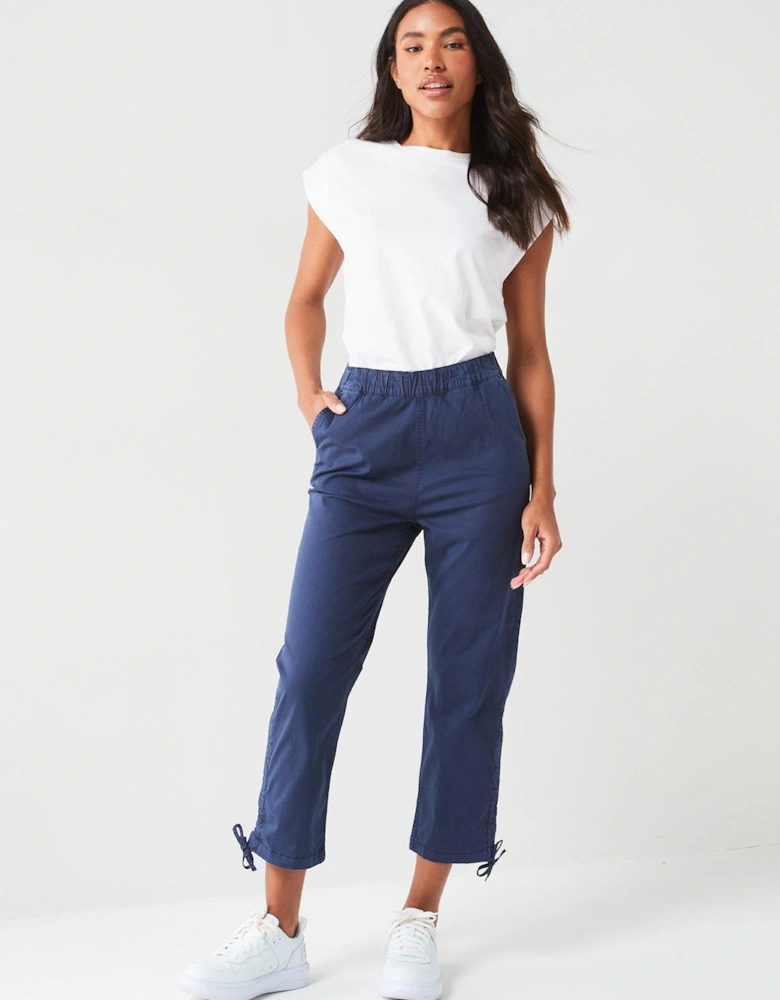 Poplin Crop Drawtape Hem - Navy