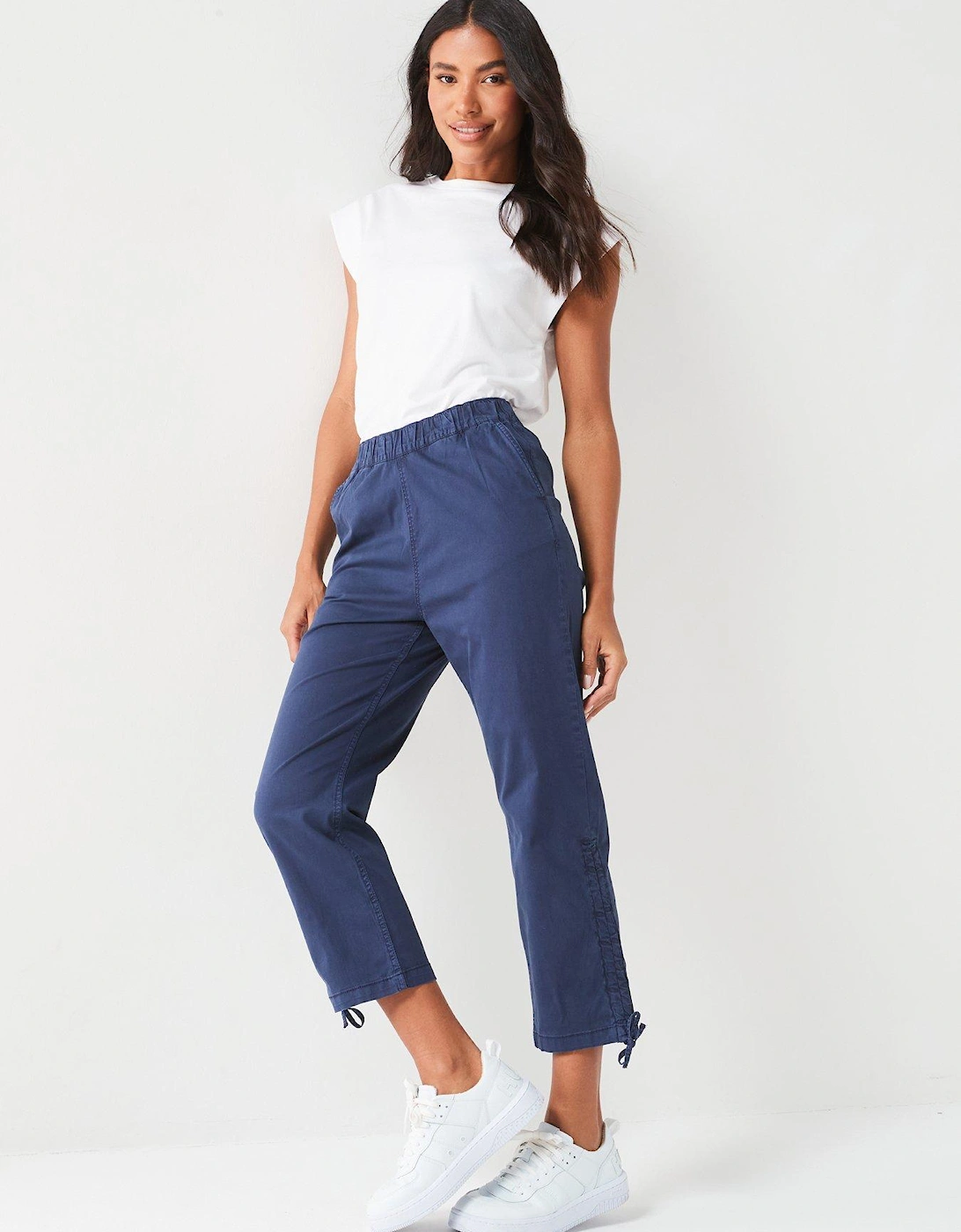 Poplin Crop Drawtape Hem - Navy