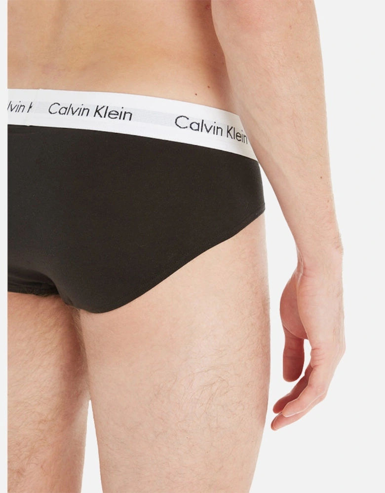 Cotton Stretch 3-Pack Contrast Waistband Briefs, Black