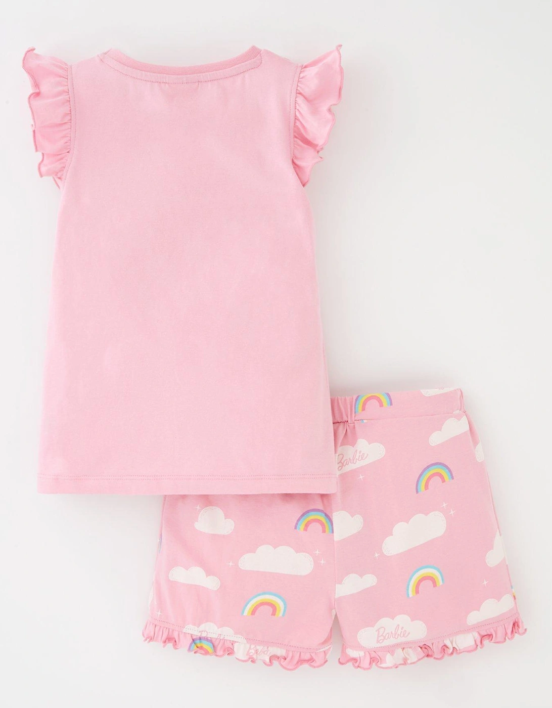 Rainbow Frill Sleeve Short Pyjamas - Pink