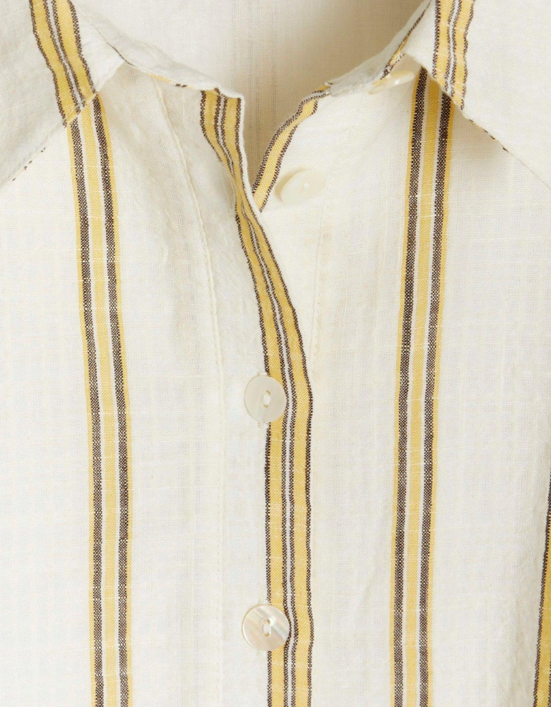 Textured Cotton Striped Dress - Yellow