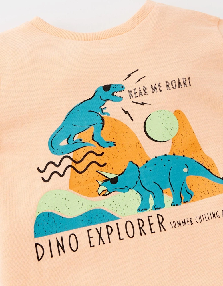 Boys Dino Explorer Short Sleeve T-Shirt and Short Set - Multi