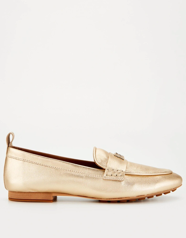 Metallic Leather Moccasin Loafer - Gold