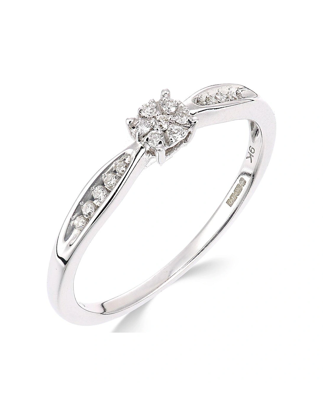 9ct white gold 10 point diamond cluster ring, 3 of 2
