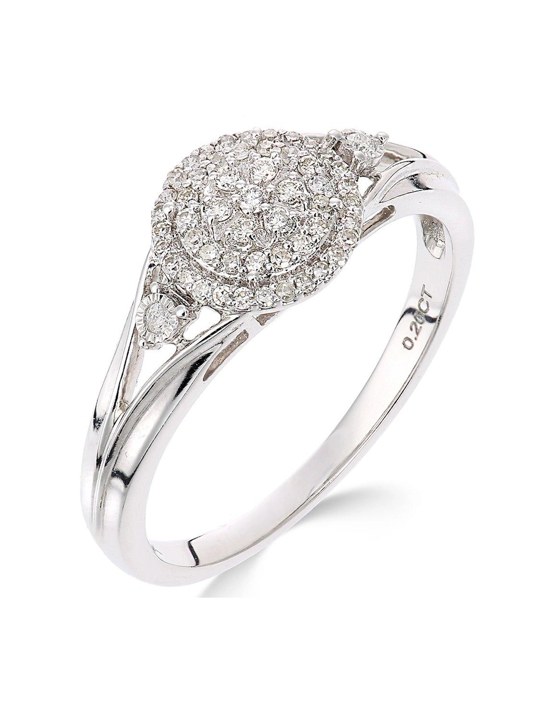 9ct white gold 18 point diamond cluster ring, 3 of 2