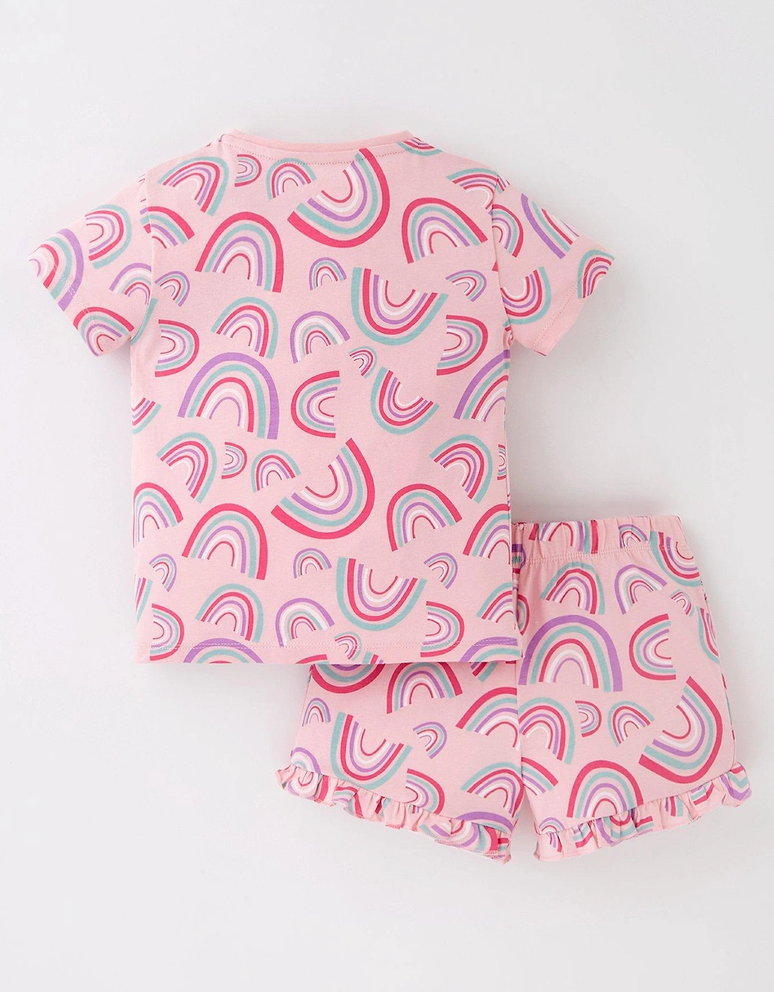 Girls Rainbow Print Shortie Pyjama - Pink