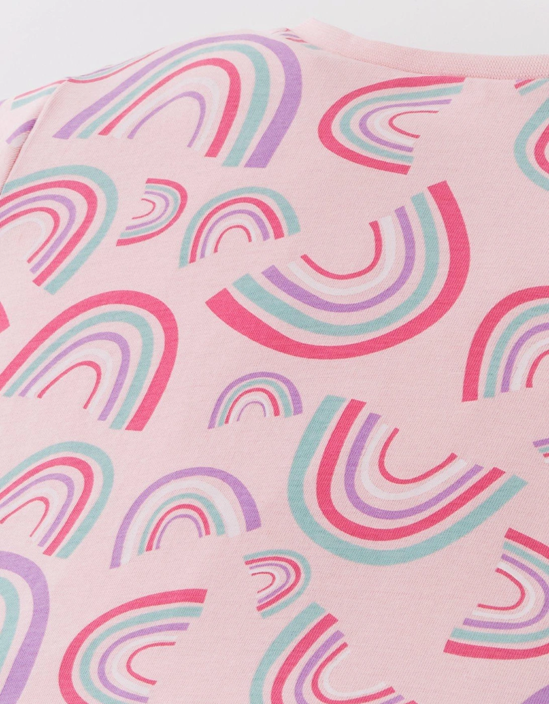 Girls Rainbow Print Shortie Pyjama - Pink