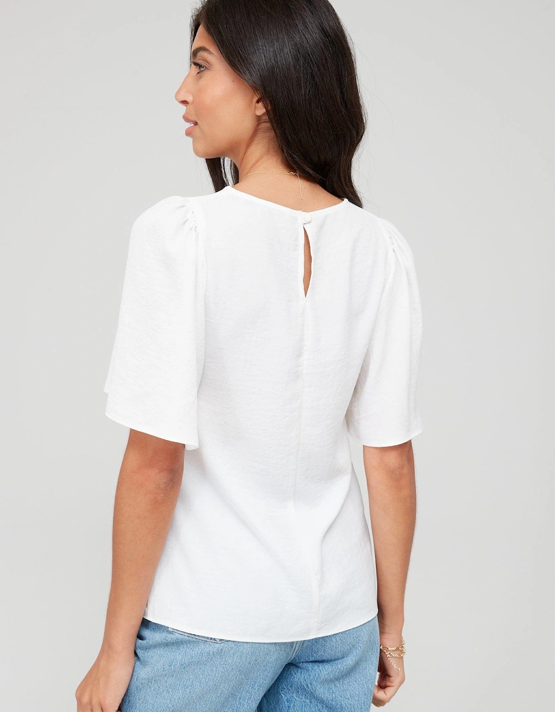 Angel Sleeve Blouse Solid - White