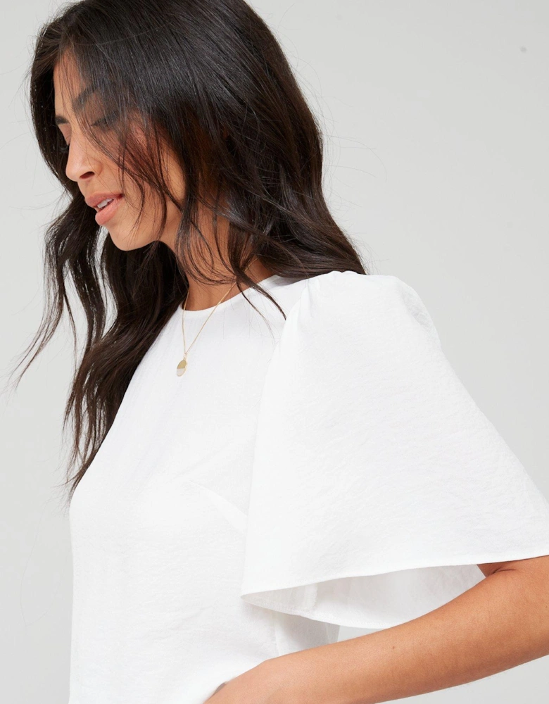 Angel Sleeve Blouse Solid - White