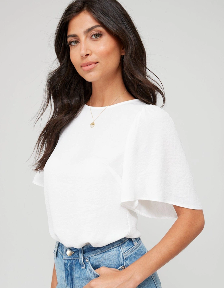 Angel Sleeve Blouse Solid - White