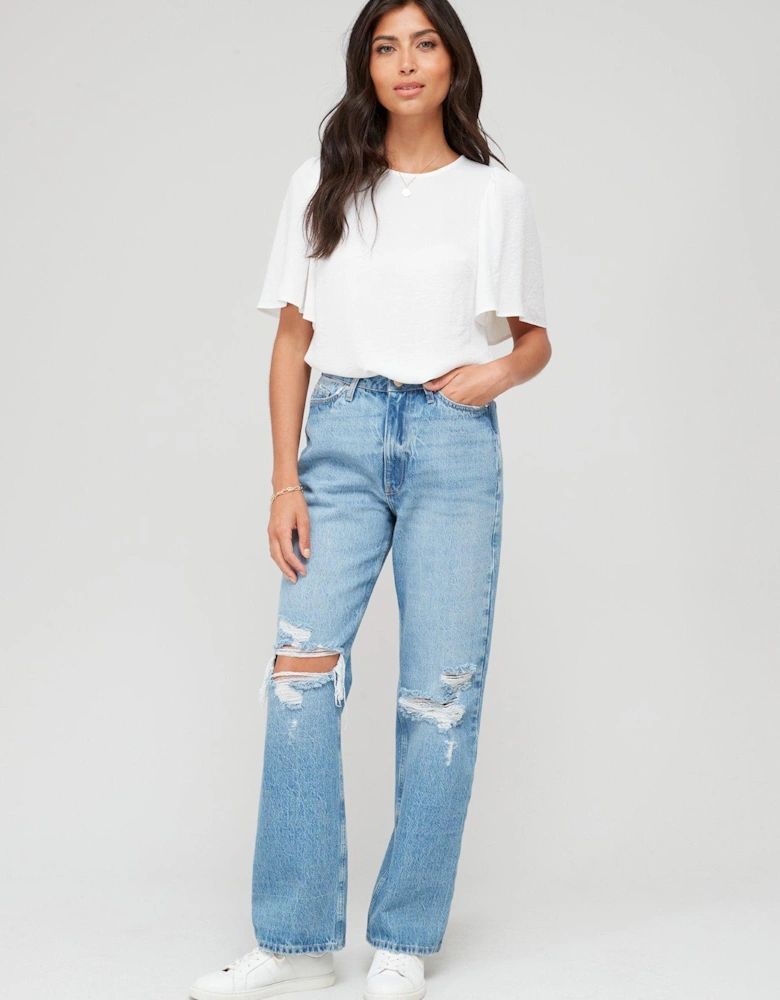 Angel Sleeve Blouse Solid - White