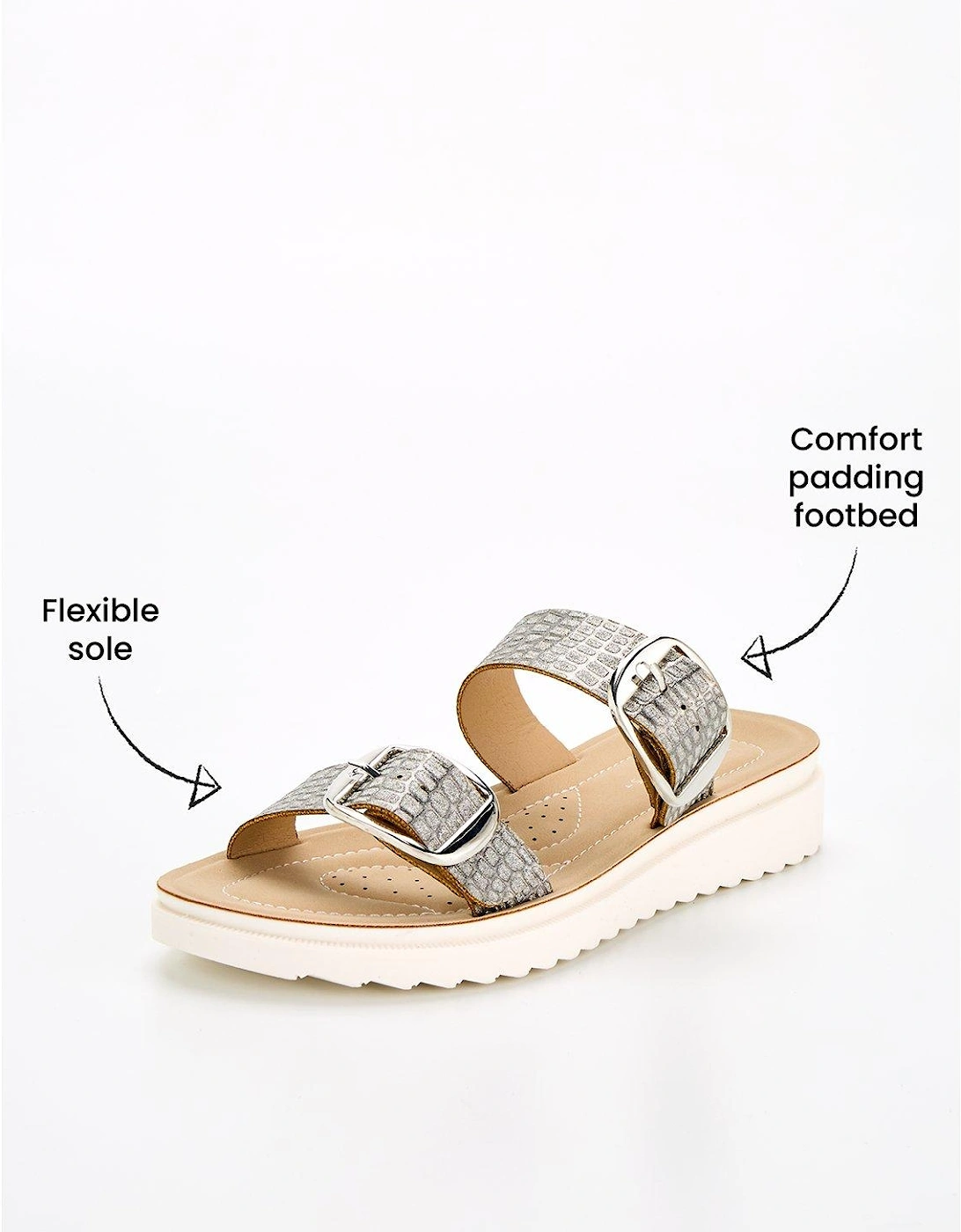 Wide Fit Twin Strap Buckle Comfort Sandal