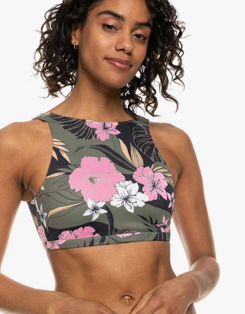 Women's Pro The Pop Up Crop Top Bikini Top - Black Print