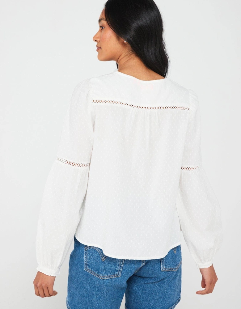 Ibiza Long Sleeve Beach Blouse - White