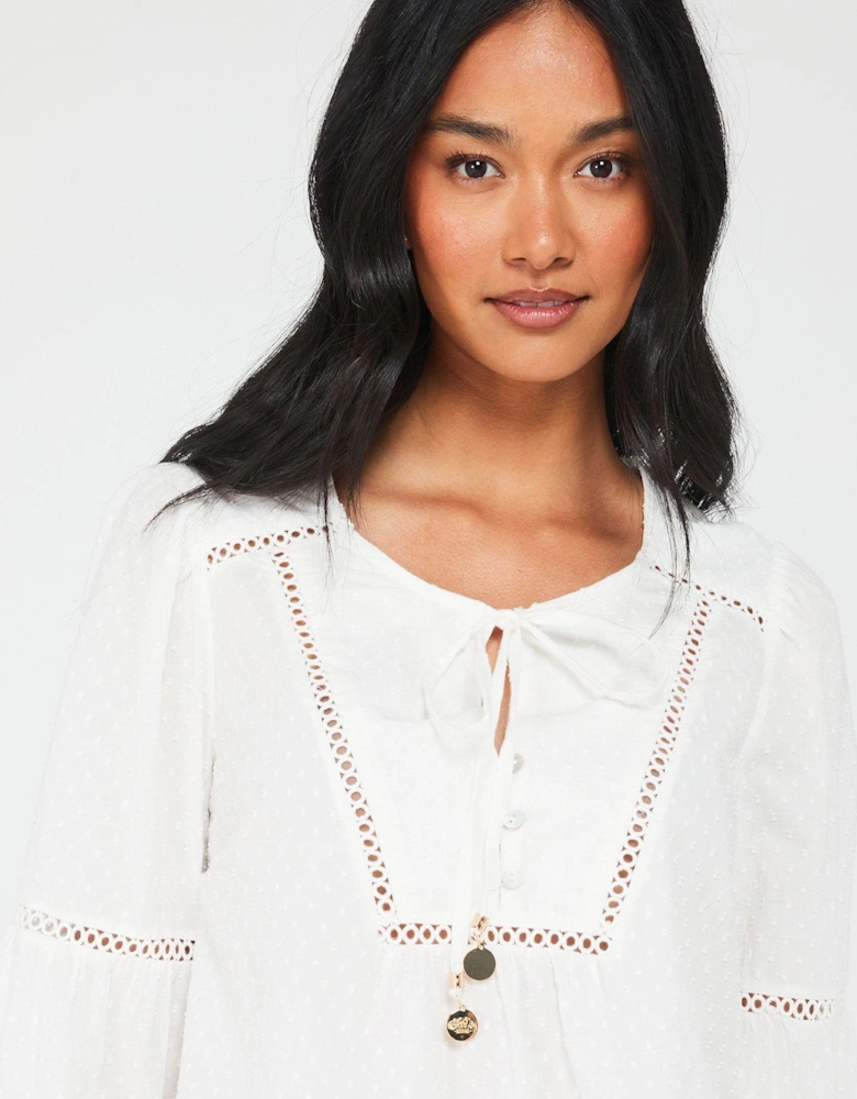 Ibiza Long Sleeve Beach Blouse - White