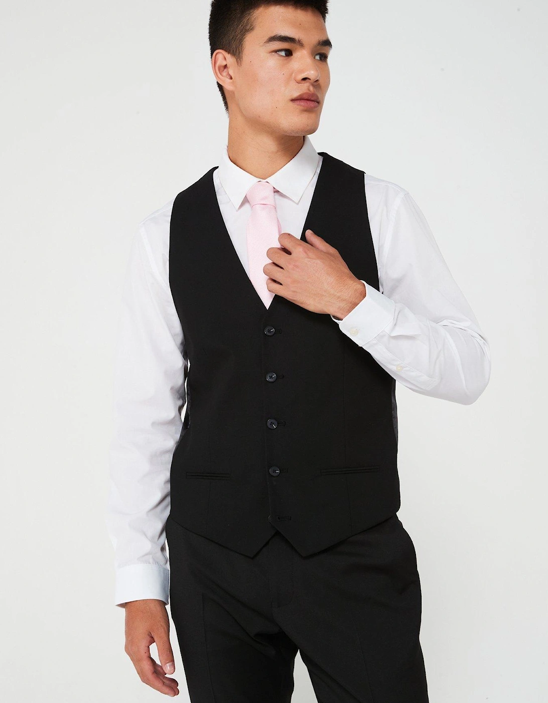 Plain Single Breasted Suit Waistcoat - Black, 2 of 1