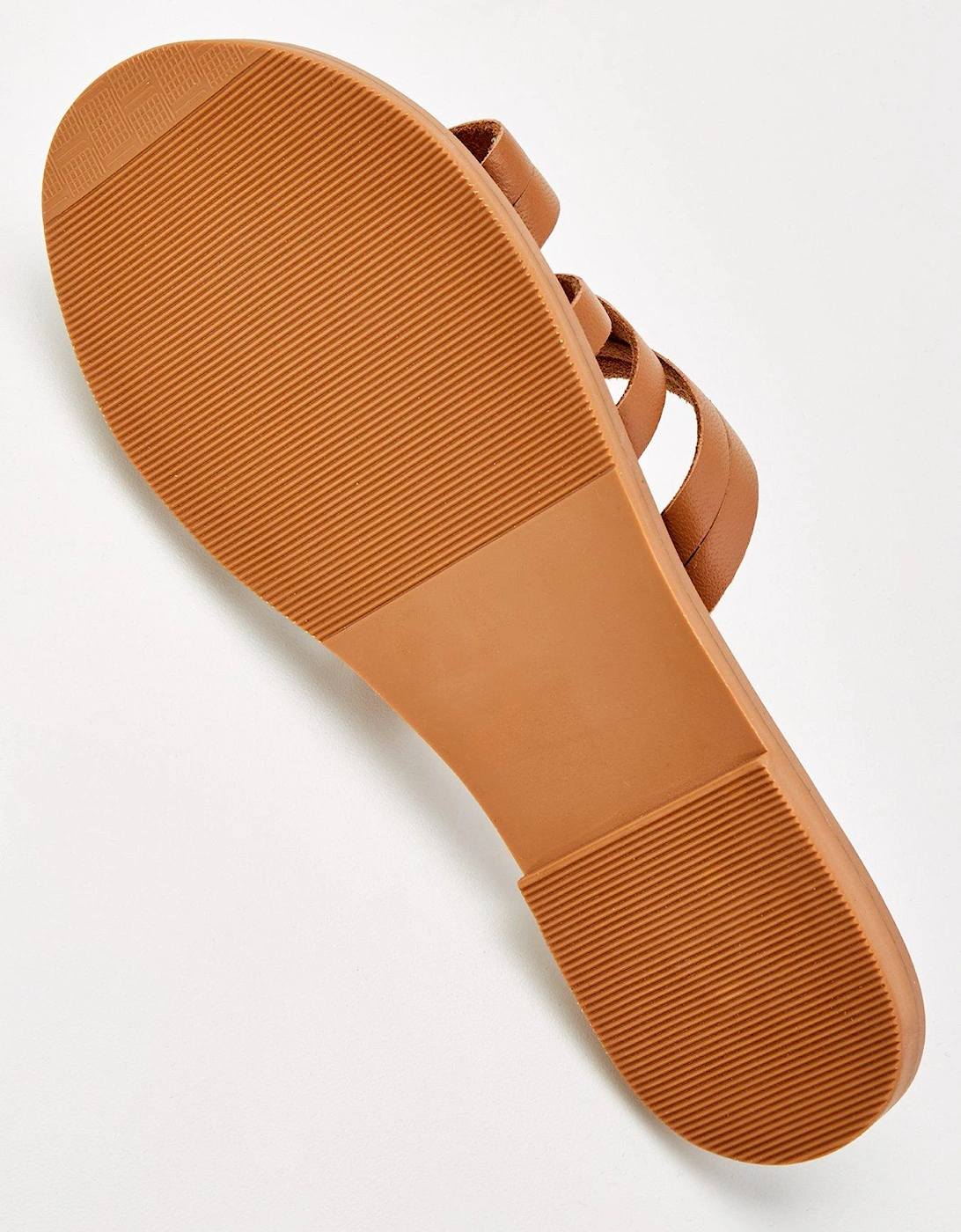 Extra Wide Fit Strappy Leather Slider - Brown