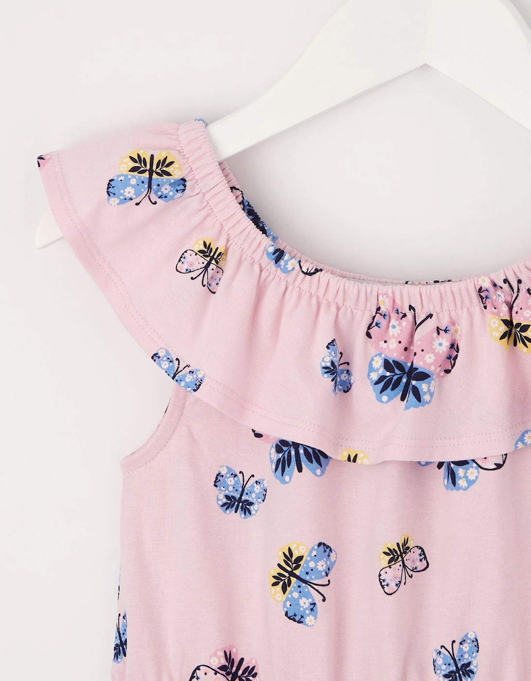 Girls Butterfly Print Playsuit - Pink